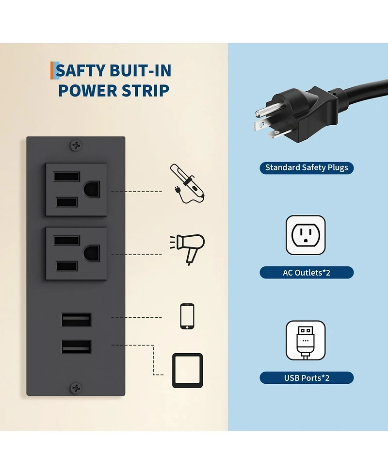Homfan Vanity Makeup Desk with Adjustable Led Mirror, 3 Drawers and 2 Cabinets, Stool and Charging Station, Dressing Table for Women