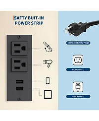 Homfan Vanity Makeup Desk with Adjustable Led Mirror, 3 Drawers and 2 Cabinets, Stool and Charging Station, Dressing Table for Women