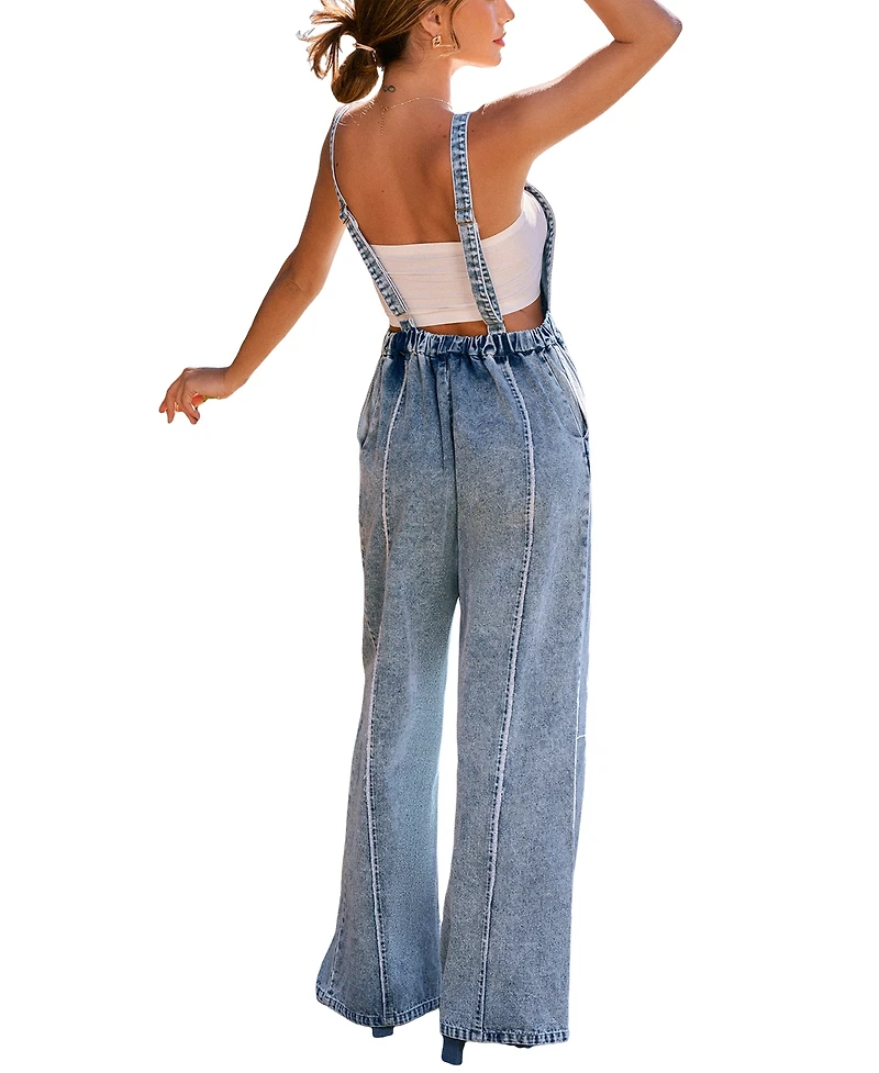 Cupshe Women's Square Neck Denim Jumpsuit