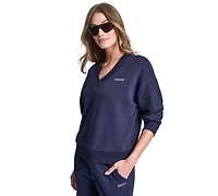 Dkny Sport Women's Metallic Bubble Logo V-Neck Sweatshirt