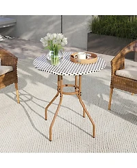 Gouun 27.5 in Pe Rattan Outdoor Bistro Table with Metal Frame