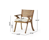 sumyeg Outdoor Hermosa 3 Pieces Kd Wood Dining Set With Cushions