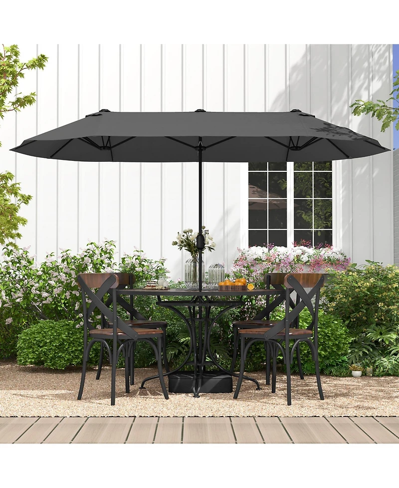 Sugift Double-Sided Patio Twin Table Umbrella with Crank Handle
