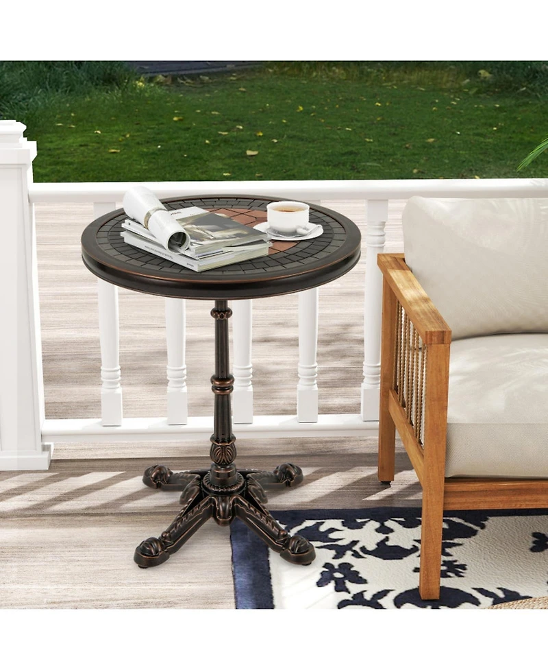 Gouun Cast Aluminum 24 in Round Outdoor Table with Weather-Resistant Finish