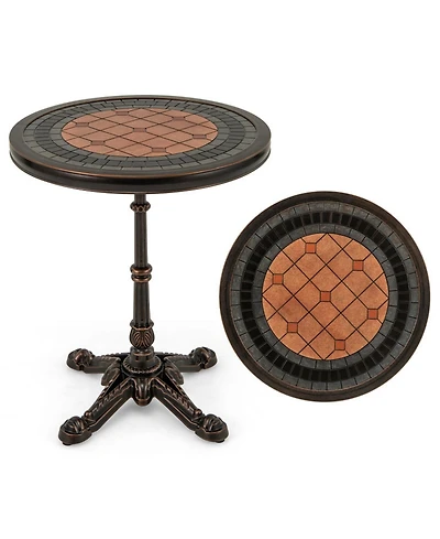 Gouun Cast Aluminum 24 in Round Outdoor Table with Weather-Resistant Finish