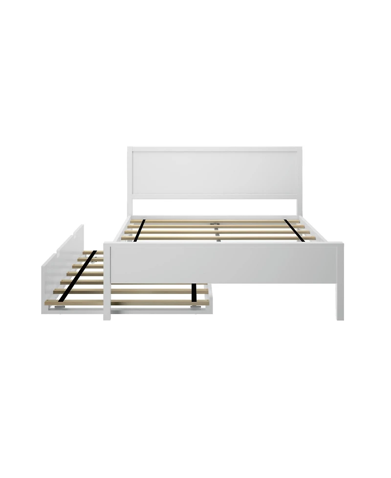 Max & Lily Full Size Bed Frame with Trundle, Classic Solid Wood Platform Bed for Kids