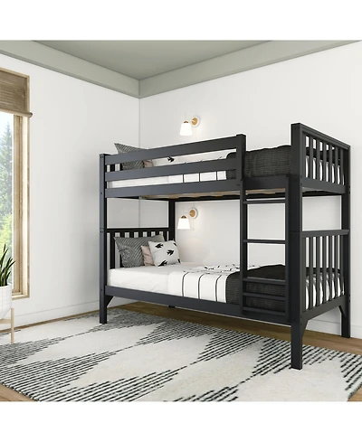 Max & Lily Bunk Bed, Scandinavian Solid Wood Twin over Beds for Kids