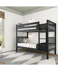 Max & Lily Bunk Bed, Scandinavian Solid Wood Twin over Beds for Kids