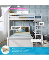 Max & Lily Solid Wood L-Shaped Twin over Twin Bunk Bed with Bookcase for Kids