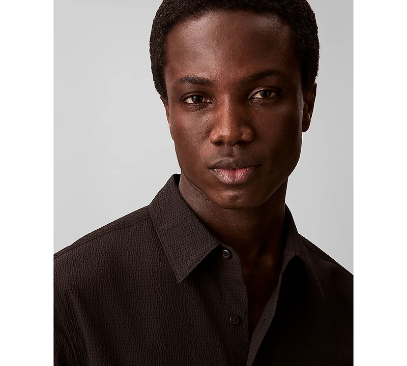 Calvin Klein Men's Collared Neck Long-Sleeve Shirt