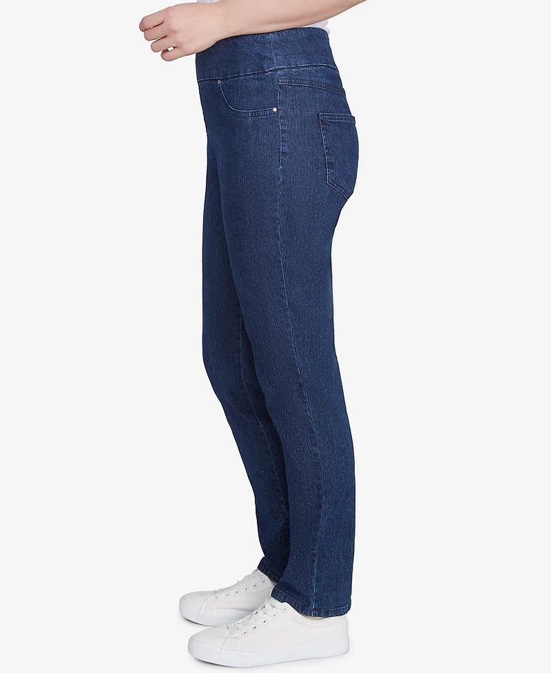 Ruby Rd. Petite Mid-Rise Pull-On Straight Extra Stretch Denim Pant