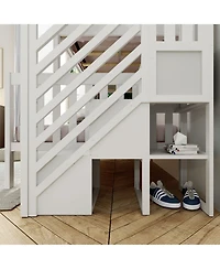 Max & Lily Solid Wood Twin over Full with Staircase for Kids