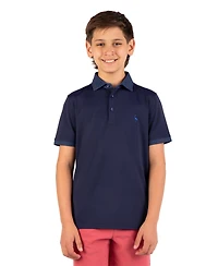 Tailorbyrd Boys Micro Perforated Polo With Printed Collar And Sleeve Trim
