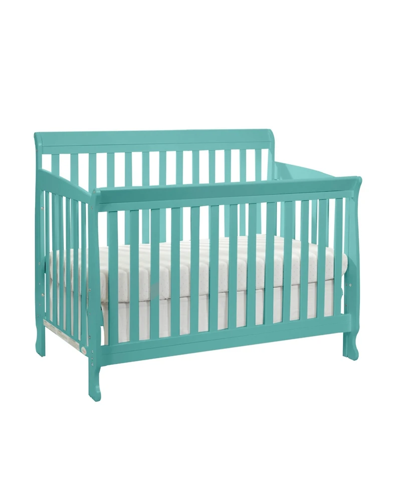 Flynama Turquoise 4in1 Convertible Crib Classic Sleigh Design Safe Finish for Baby Nursery
