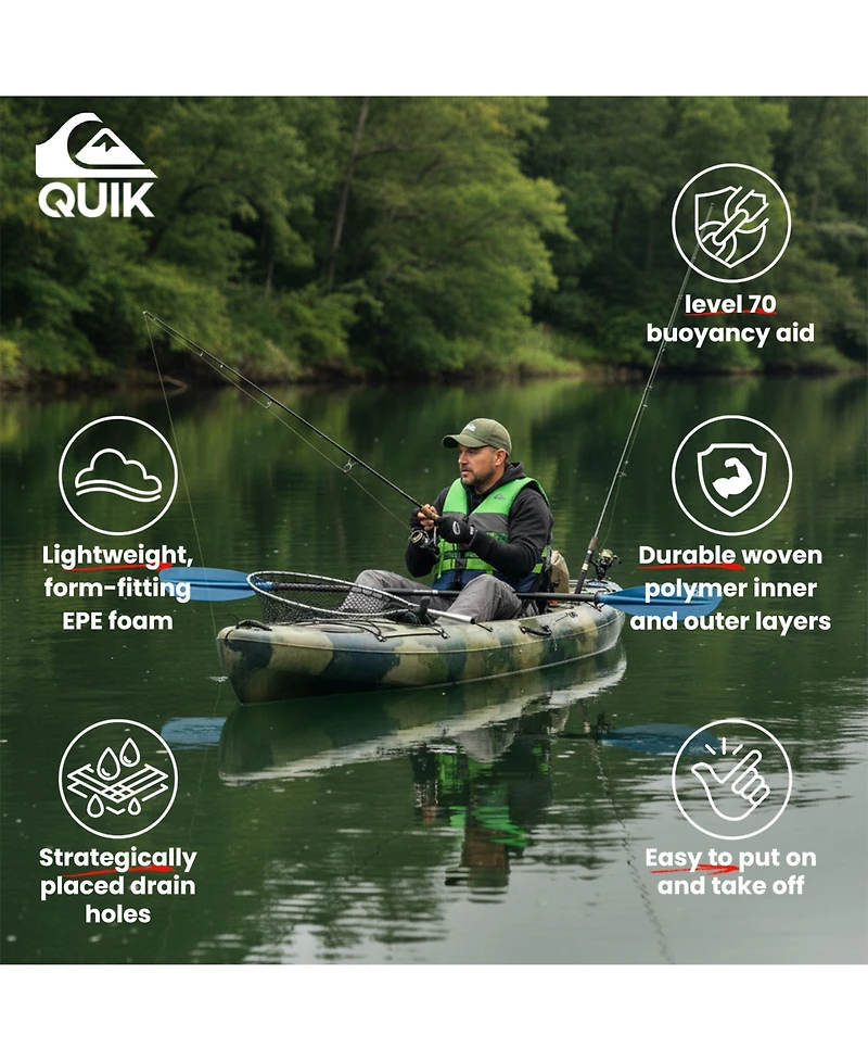 Quiksilver Uscg Approved Adult Life Jacket, Lightweight Epe Foam and Quick-Release Buckles for Fishing Boating Kayaking