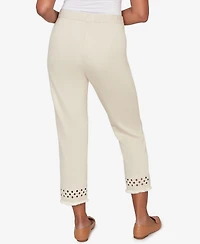 Alfred Dunner Petite Detail Driven Geometric Cut-Out Flat Front Ankle Pants