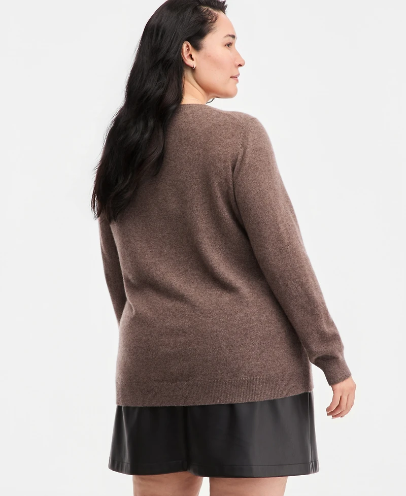 Charter Club Plus 100% Cashmere V-Neck Sweater, Macy's Exclusive