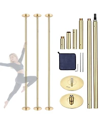 Yescom 3 Pack 9.25 Ft Spinning Static Dancing Pole Kit for Fitness Studio Club Gold