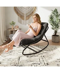 gaomon 2pcs Oversized Papasan Rocking Chair, 450 Lbs Metal Frame, 4.33'' Thick Uv and Water Resistant Cushion, Safe 30degree(s) Rocker