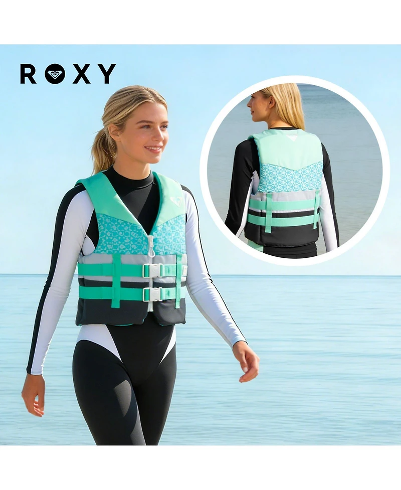 Roxy Uscg Approved Women's Life Vest, Light-weight Epe Foam with Two Quick Release Buckles, for Boating, Fishing and Kayaking