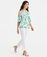 Jm Collection Women's Cold-Shoulder Elbow-Sleeve Top, Macy's Exclusive