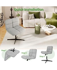 Gouun Wide Seat Cross Legged Armless Swivel Chair with Adjustable Height