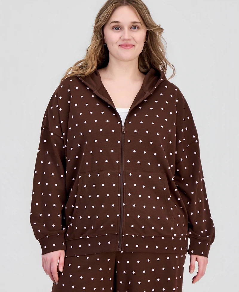 Rebel Veil Trendy Plus Drop-Shoulder Zippered Hoodie