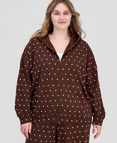 Rebel Veil Trendy Plus Drop-Shoulder Zippered Hoodie