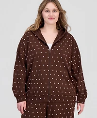 Rebel Veil Trendy Plus Drop-Shoulder Zippered Hoodie