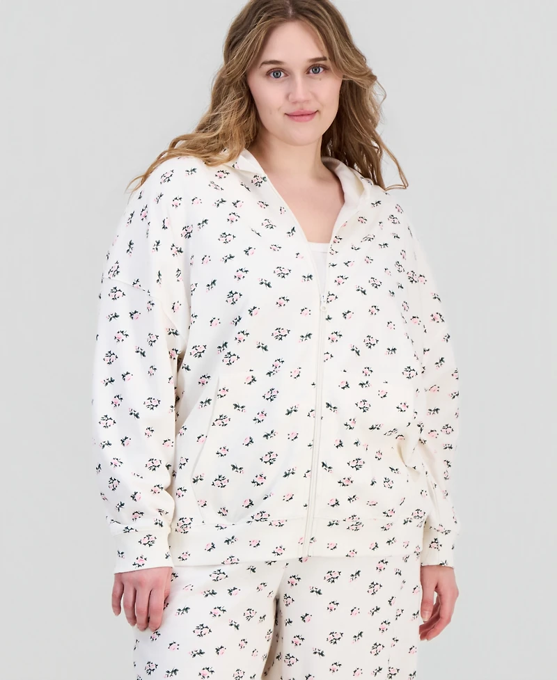 Rebel Veil Trendy Plus Drop-Shoulder Zippered Hoodie