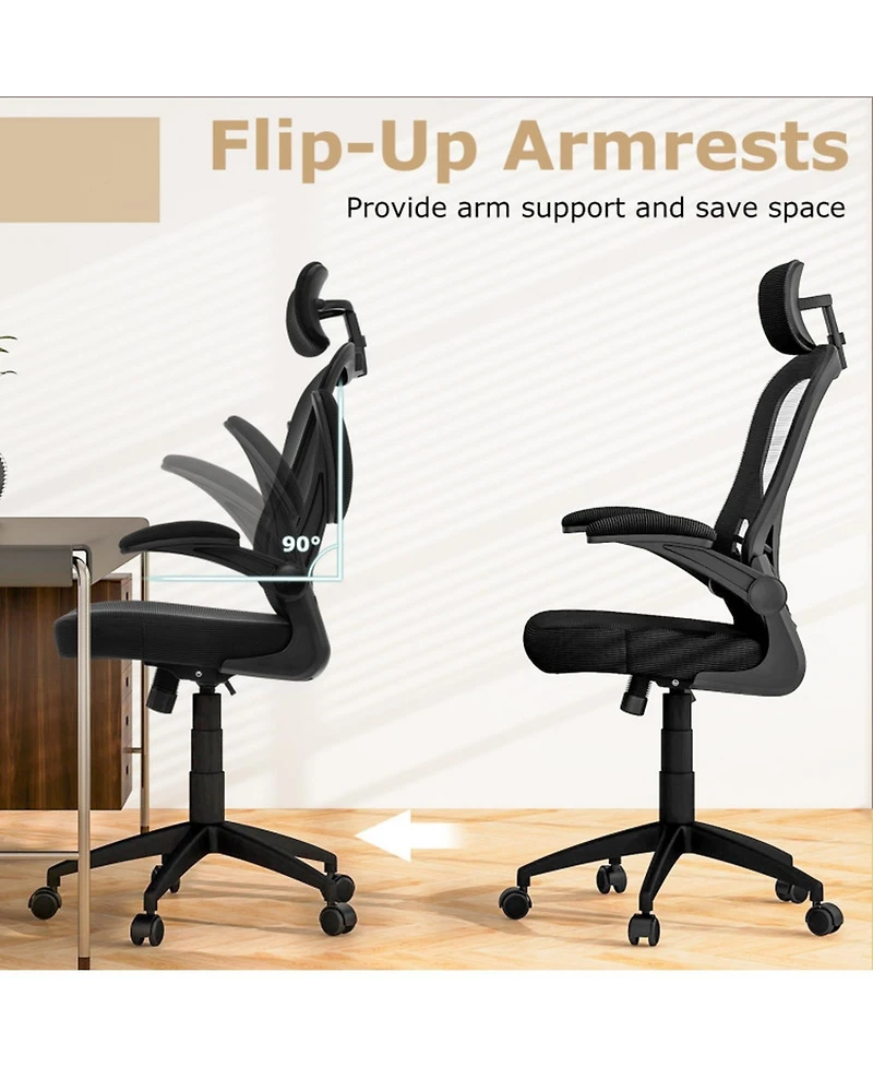 Gouun Ergonomic Mesh Office Chair with Adjustable Headrest, Lumbar Support and Flip-Up Arms