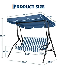 gaomon 3-Seat Outdoor Porch Swing Chair with Adjustable Canopy and Thickened Cushions, Glider Bench Non-Slip Feet Strong Spring