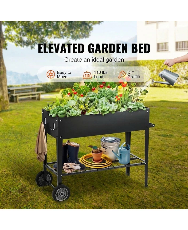 Sugift 42.5 x 19.5 x 31.5 in Galvanized Metal Raised Planter Box