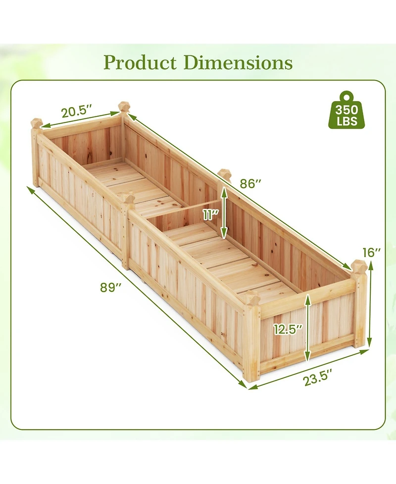 Sugift Divisible Raised Planter Box with Drainage and Fabric Liner