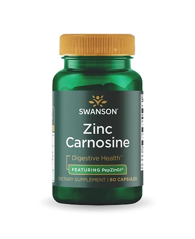 Swanson Zinc Carnosine (PepZin Gi), Gastric Health and Digestive Support, Microbial Balance in Stomach 60 Capsules