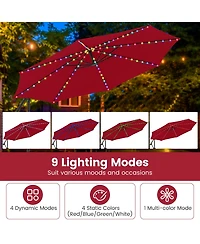 Slickblue Solar Offset Hanging Patio Umbrella 10ft with Base and Lights
