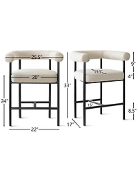 Maison Boucle Boucle Counter Height Stool with Arms, Modern Kitchen Island Chair 1pc