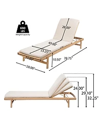 Mondawe Outdoor Teak Chaise Lounge Set of 2 with Cushions
