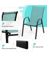 Gouun Stackable Patio Dining Chairs Set of 2 with Breathable Fabric Seat