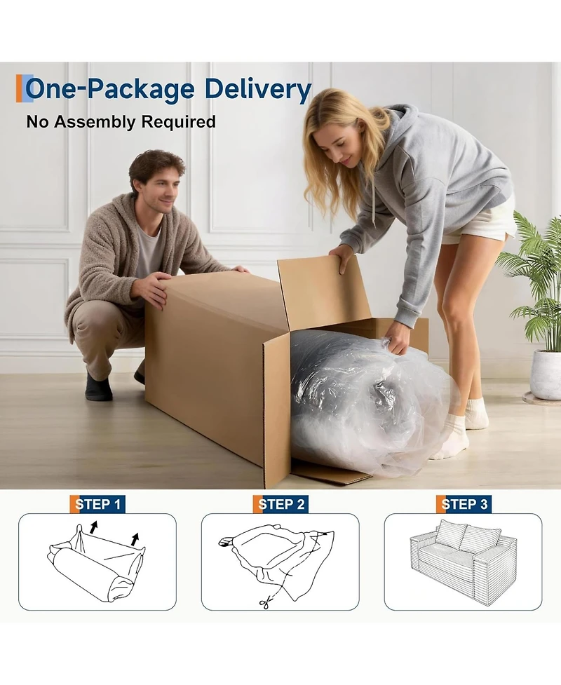 gaomon 75" Convertible Sofa Bed, Boneless Couch Bed with 2 Pillow, Folding Pull Out Couch, Loveseat Sleeper Sofa, Futon