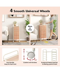 Sugift 10 Drawer Rolling Storage Cart Organizer with 4 Universal Casters-Cherry