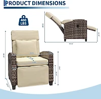 gaomon Outdoor Patio Recliner Chair with Side Table, Wicker and Cushion