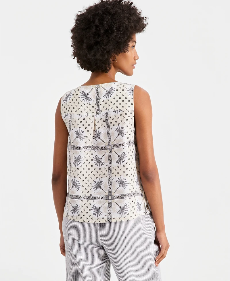 Charter Club Women's 100% Linen Pleated-Back Sleeveless Top, Macy's Exclusive
