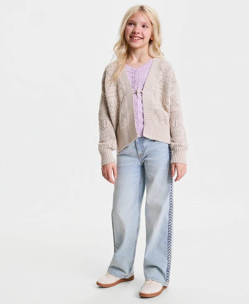 abercrombie kids Girls' 5-16 Braided High-Rise Wide-Leg Jeans