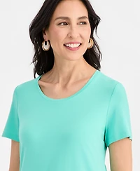 Jm Collection Women's Scoop-Neck Short Sleeve Top, Created for Macy's