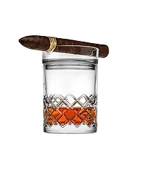 Godinger Hatch 2-Pc. Double Old-Fashioned Glass and Cigar Holder Bar Set