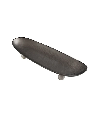 Godinger Temari Hammered Gunmetal Footed 5.62" Oval Platter