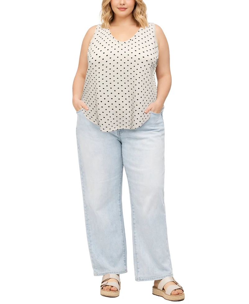 Coin 1804 Plus Polka Dot Bubble Crinkley Double Tank Top