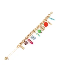 Betsey Johnson Faux Stone Girl Dinner Charcuterie Charm Bracelet
