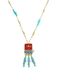 Betsey Johnson Faux Stone Girl Dinner Sardines Pendant Necklace